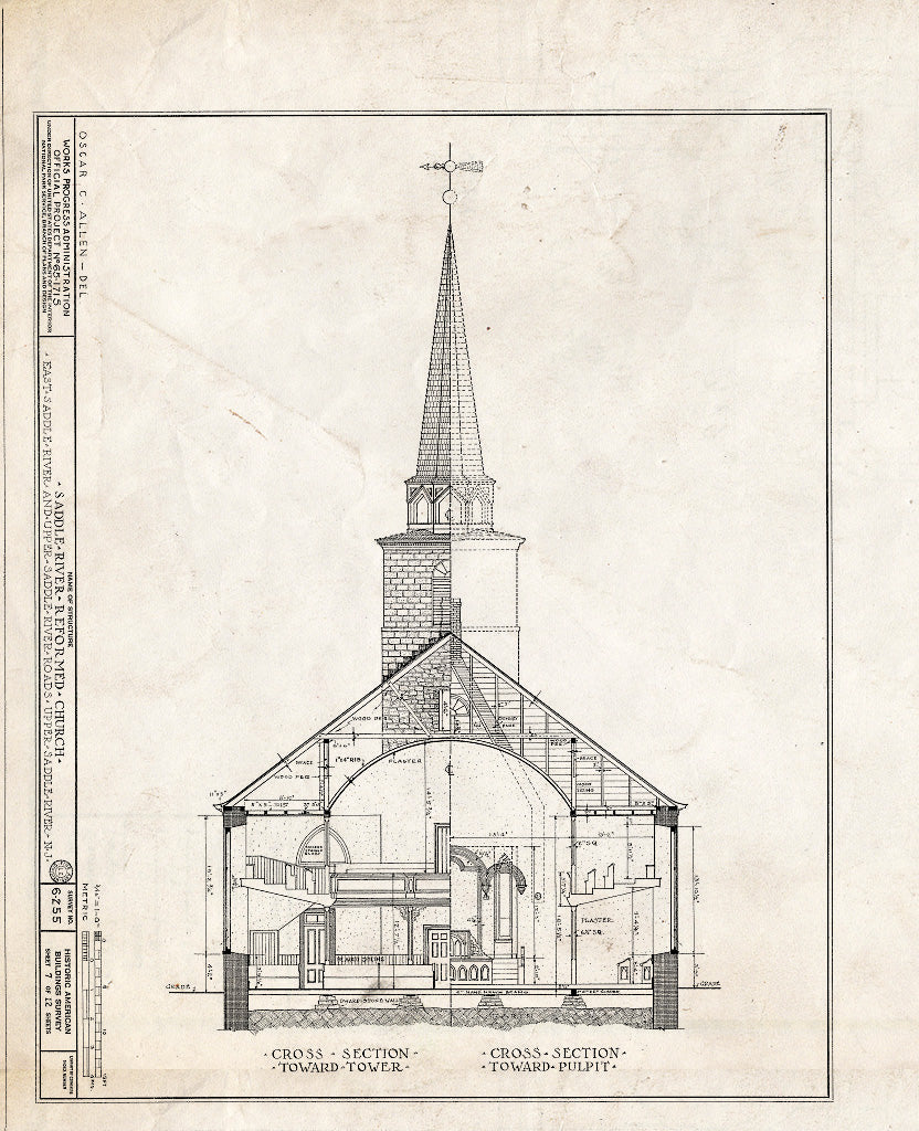 Historic Pictoric : Blueprint HABS NJ,2-Sadru,1- (Sheet 7 of 12) - Saddle River Reformed Church, East Saddle River & Upper Saddle River Roads, Upper Saddle River, Bergen County, NJ