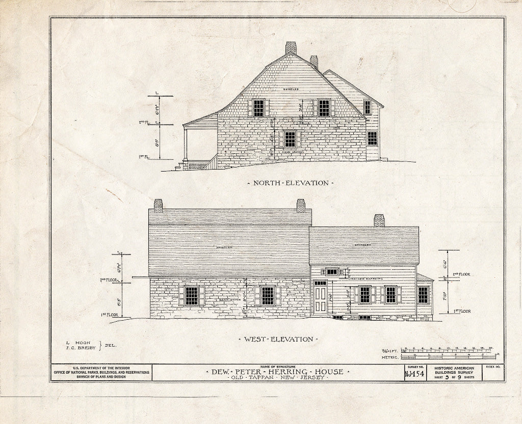 Historic Pictoric : Blueprint HABS NJ,2-TAPO,1- (Sheet 5 of 9) - Dewerk Peter Herring House, 166 Pearl River Road, Old Tappan, Bergen County, NJ