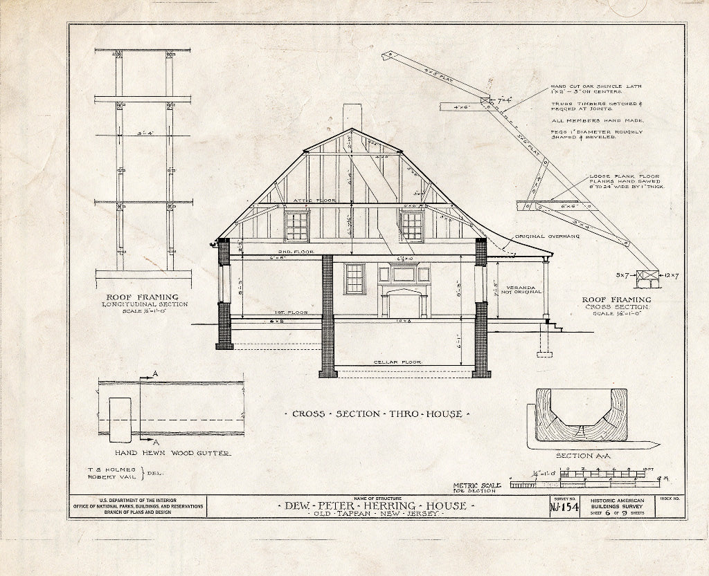 Historic Pictoric : Blueprint HABS NJ,2-TAPO,1- (Sheet 6 of 9) - Dewerk Peter Herring House, 166 Pearl River Road, Old Tappan, Bergen County, NJ