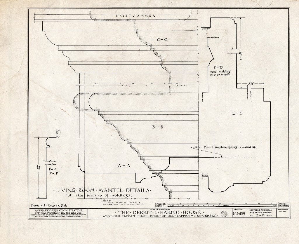 Historic Pictoric : Blueprint HABS NJ,2-TAPO,2- (Sheet 11 of 19) - Gerrit J. Haring House, West Old Tappan Road, Old Tappan, Bergen County, NJ