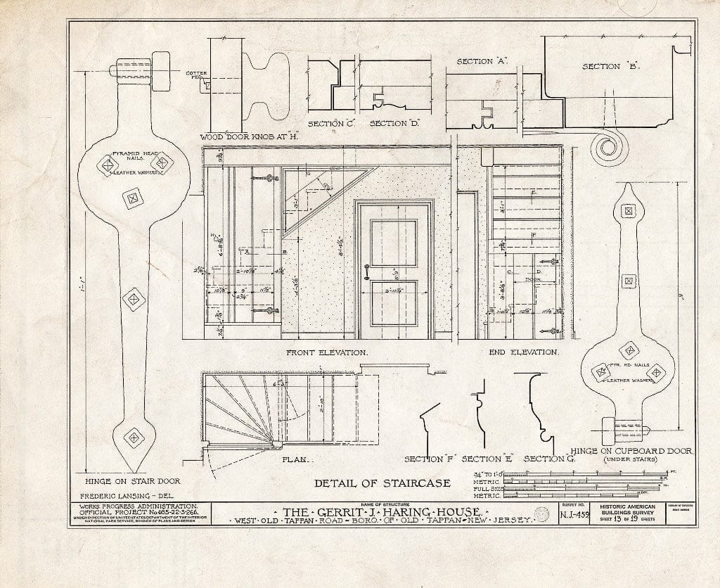 Historic Pictoric : Blueprint HABS NJ,2-TAPO,2- (Sheet 13 of 19) - Gerrit J. Haring House, West Old Tappan Road, Old Tappan, Bergen County, NJ