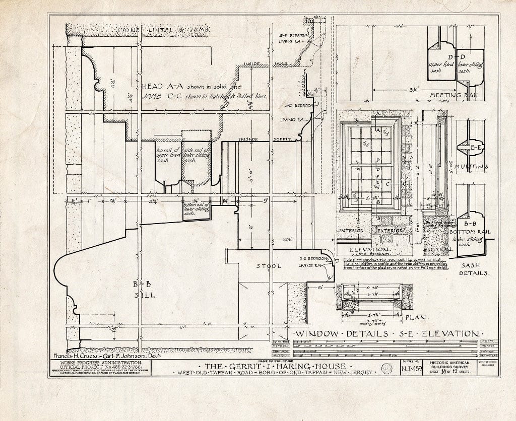 Historic Pictoric : Blueprint HABS NJ,2-TAPO,2- (Sheet 18 of 19) - Gerrit J. Haring House, West Old Tappan Road, Old Tappan, Bergen County, NJ