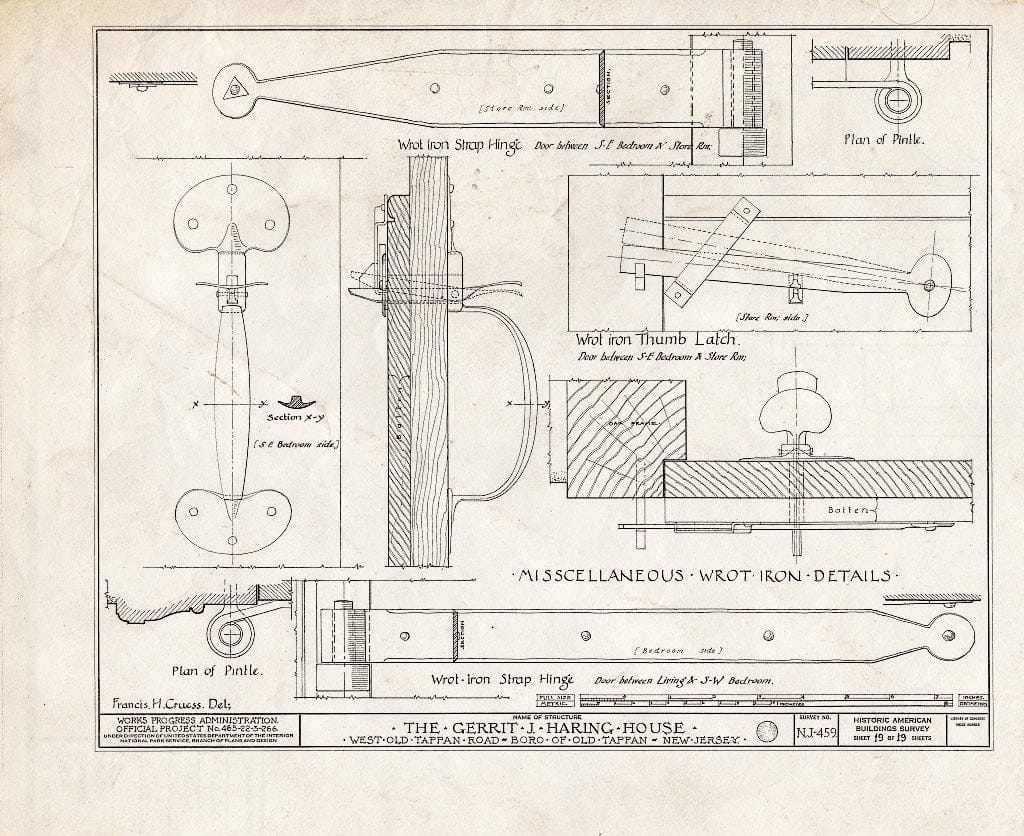 Historic Pictoric : Blueprint HABS NJ,2-TAPO,2- (Sheet 19 of 19) - Gerrit J. Haring House, West Old Tappan Road, Old Tappan, Bergen County, NJ