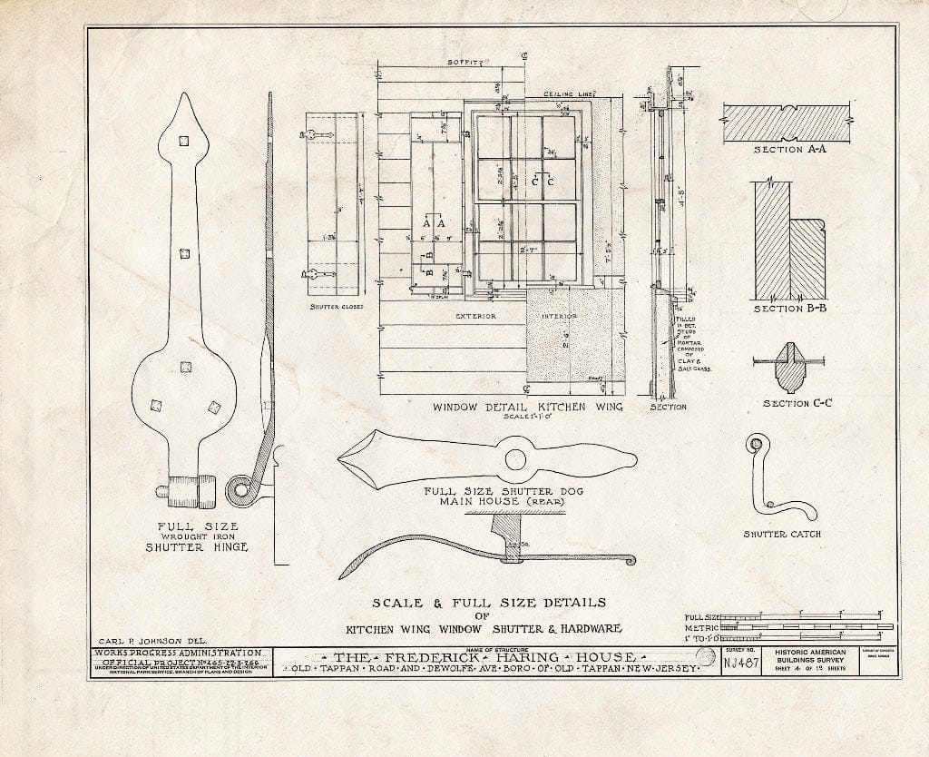 Historic Pictoric : Blueprint HABS NJ,2-TAPO,3- (Sheet 4 of 19) - Frederick Haring House, Old Tappan & DeWolfe Roads, Old Tappan, Bergen County, NJ