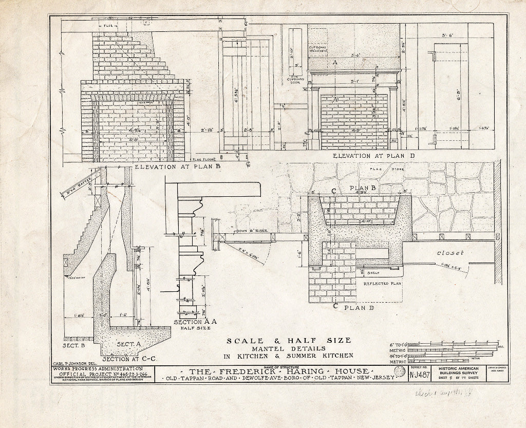 Historic Pictoric : Blueprint HABS NJ,2-TAPO,3- (Sheet 5 of 19) - Frederick Haring House, Old Tappan & DeWolfe Roads, Old Tappan, Bergen County, NJ