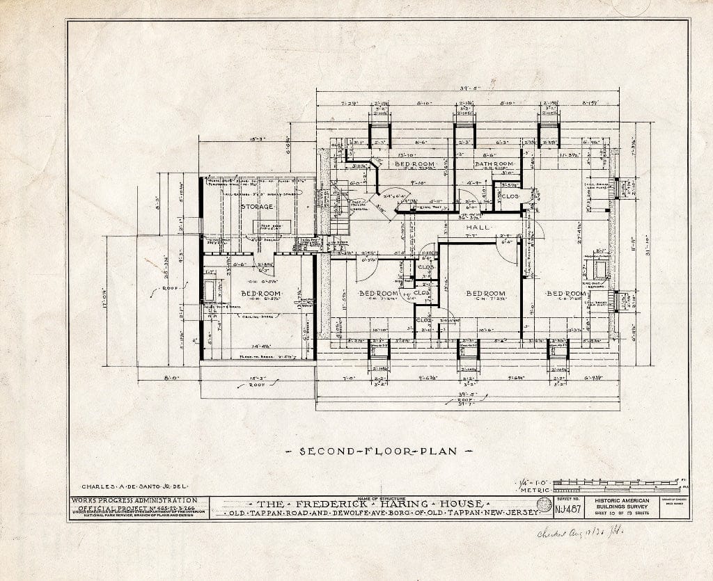 Historic Pictoric : Blueprint HABS NJ,2-TAPO,3- (Sheet 10 of 19) - Frederick Haring House, Old Tappan & DeWolfe Roads, Old Tappan, Bergen County, NJ