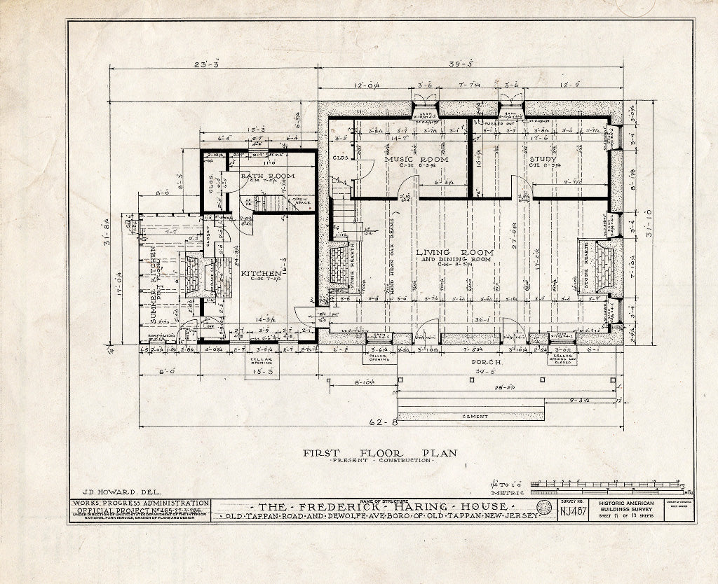 Historic Pictoric : Blueprint HABS NJ,2-TAPO,3- (Sheet 11 of 19) - Frederick Haring House, Old Tappan & DeWolfe Roads, Old Tappan, Bergen County, NJ