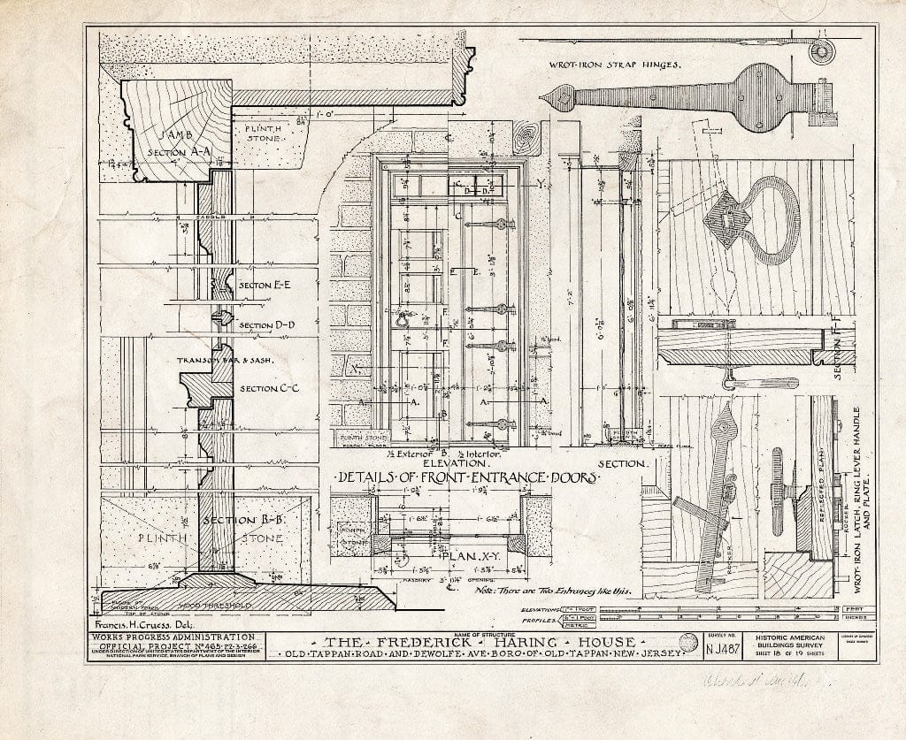 Historic Pictoric : Blueprint HABS NJ,2-TAPO,3- (Sheet 18 of 19) - Frederick Haring House, Old Tappan & DeWolfe Roads, Old Tappan, Bergen County, NJ