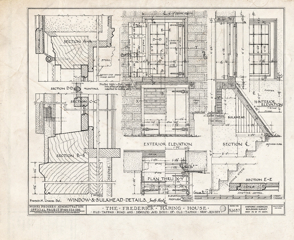 Historic Pictoric : Blueprint HABS NJ,2-TAPO,3- (Sheet 19 of 19) - Frederick Haring House, Old Tappan & DeWolfe Roads, Old Tappan, Bergen County, NJ