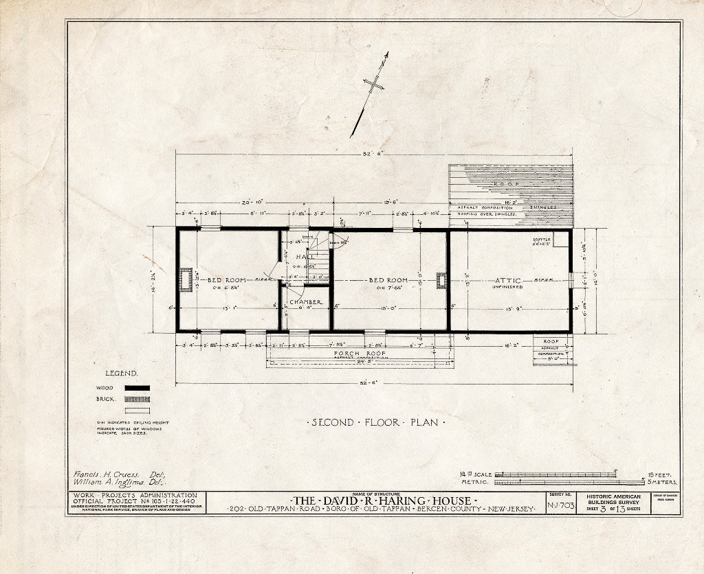 Historic Pictoric : Blueprint HABS NJ,2-TAPO,4- (Sheet 3 of 13) - David R. Haring House, 202 Old Tappan Road, Old Tappan, Bergen County, NJ