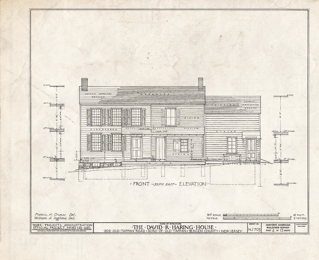 Historic Pictoric : Blueprint HABS NJ,2-TAPO,4- (Sheet 4 of 13) - David R. Haring House, 202 Old Tappan Road, Old Tappan, Bergen County, NJ
