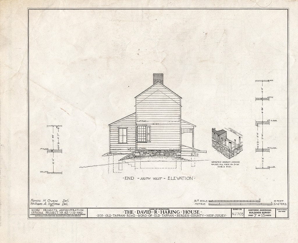 Historic Pictoric : Blueprint HABS NJ,2-TAPO,4- (Sheet 7 of 13) - David R. Haring House, 202 Old Tappan Road, Old Tappan, Bergen County, NJ