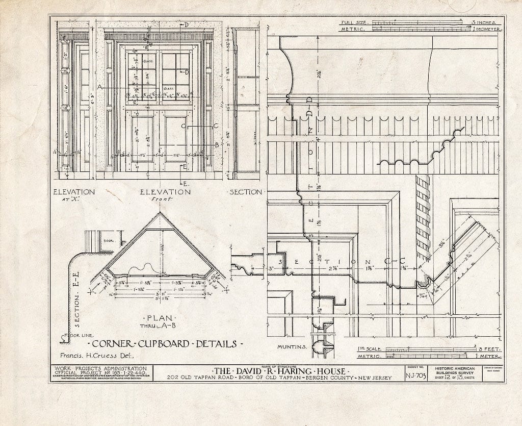 Historic Pictoric : Blueprint HABS NJ,2-TAPO,4- (Sheet 12 of 13) - David R. Haring House, 202 Old Tappan Road, Old Tappan, Bergen County, NJ