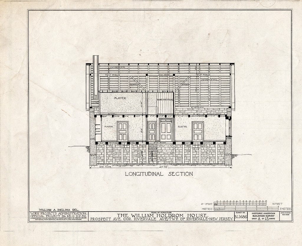 Historic Pictoric : Blueprint HABS NJ,2-TAPO.V,1- (Sheet 8 of 15) - William Holdrom House, Prospect & Rivervale Avenues, Old Tappan, Bergen County, NJ