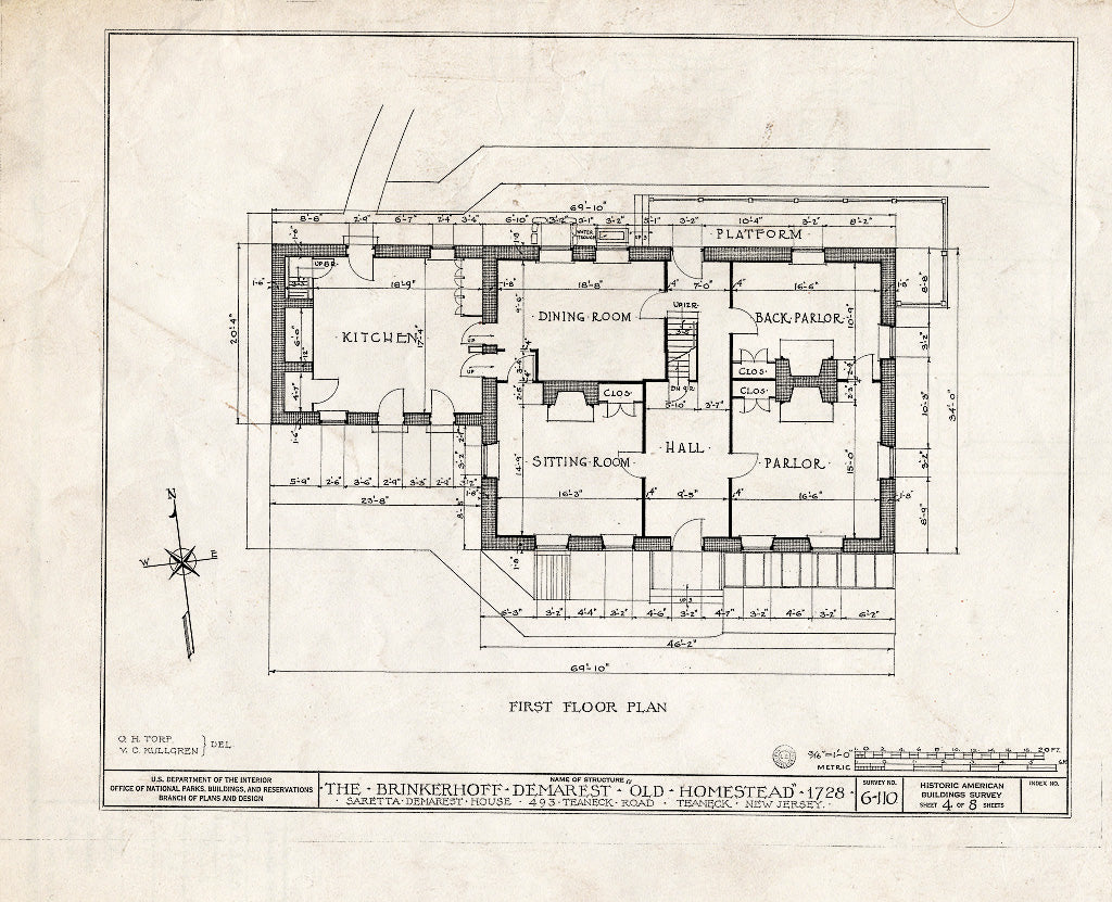 Historic Pictoric : Blueprint HABS NJ,2-Tea,1- (Sheet 4 of 8) - Brinkerhoff-Demarest, 493 Teaneck Road, Teaneck, Bergen County, NJ