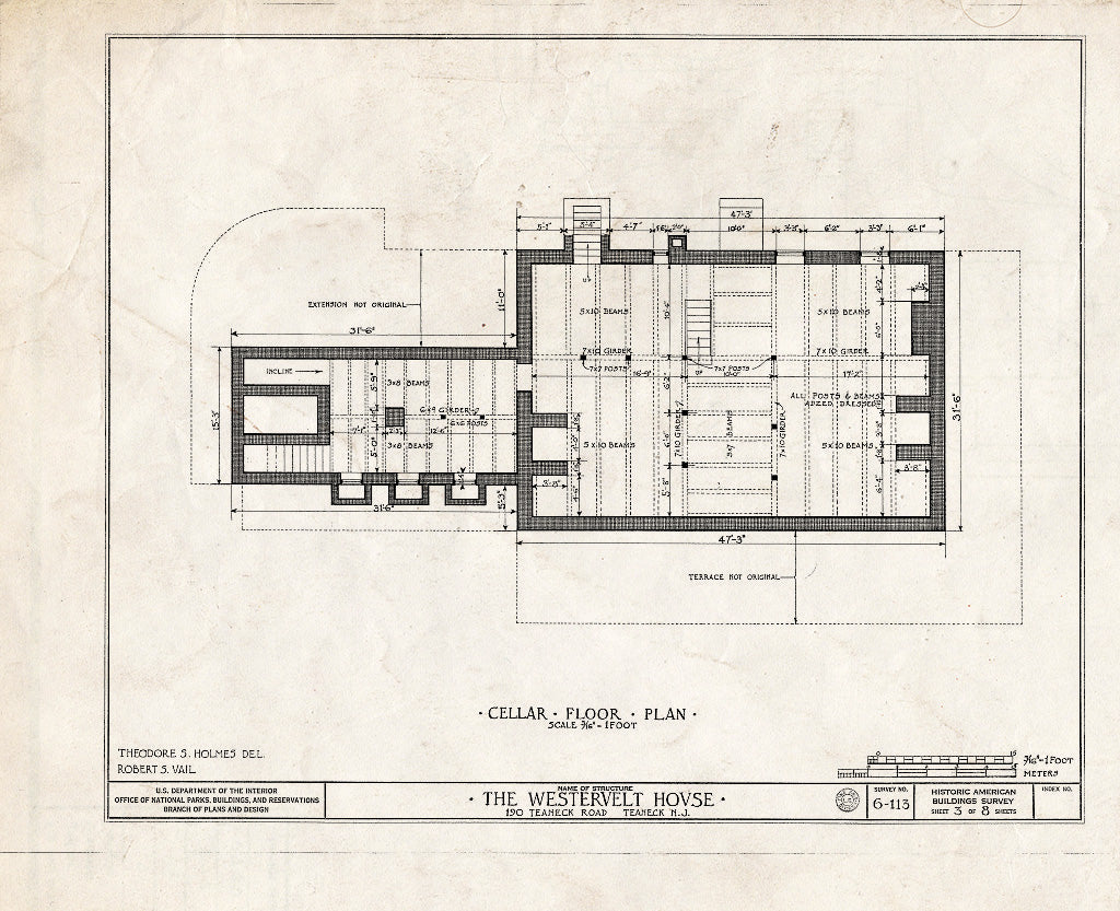 Historic Pictoric : Blueprint HABS NJ,2-Tea,2- (Sheet 3 of 8) - Westervelt House, 190 Teaneck Road, Teaneck, Bergen County, NJ