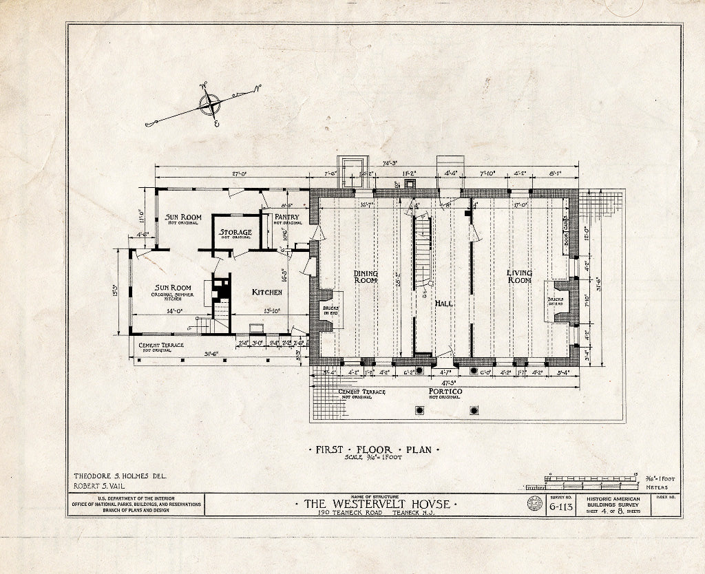 Historic Pictoric : Blueprint HABS NJ,2-Tea,2- (Sheet 4 of 8) - Westervelt House, 190 Teaneck Road, Teaneck, Bergen County, NJ
