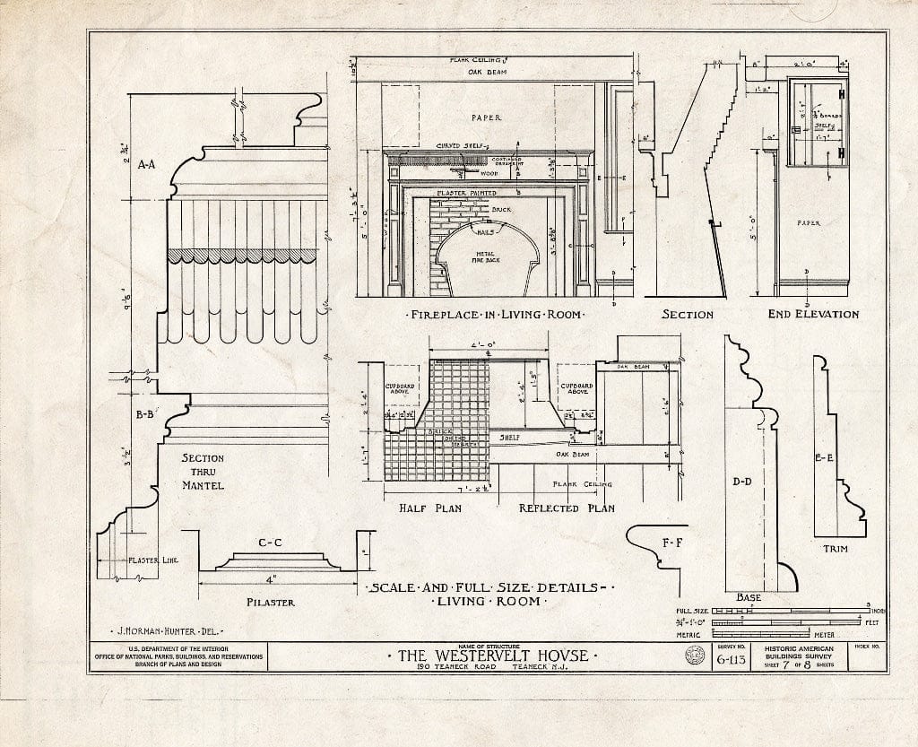 Historic Pictoric : Blueprint HABS NJ,2-Tea,2- (Sheet 7 of 8) - Westervelt House, 190 Teaneck Road, Teaneck, Bergen County, NJ