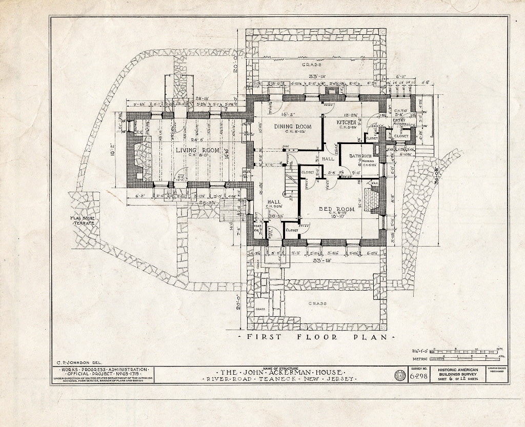 Historic Pictoric : Blueprint HABS NJ,2-Tea,4- (Sheet 6 of 12) - John Ackerman House, 1286 River Road, Teaneck, Bergen County, NJ