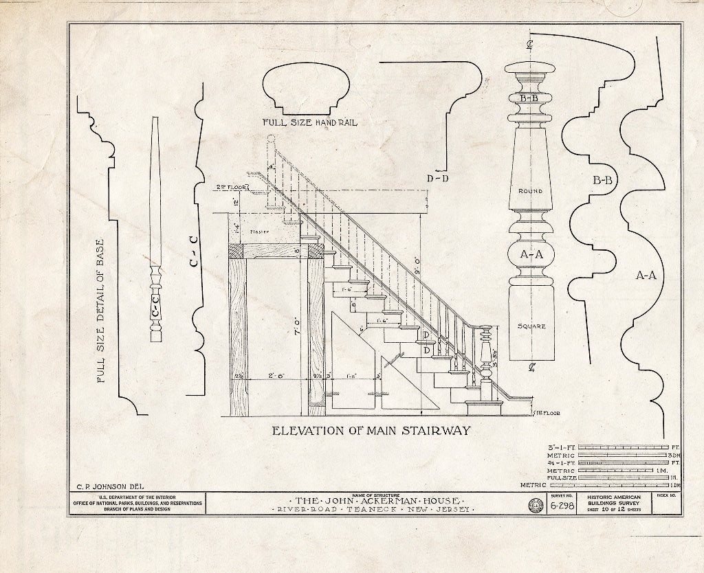Historic Pictoric : Blueprint HABS NJ,2-Tea,4- (Sheet 10 of 12) - John Ackerman House, 1286 River Road, Teaneck, Bergen County, NJ