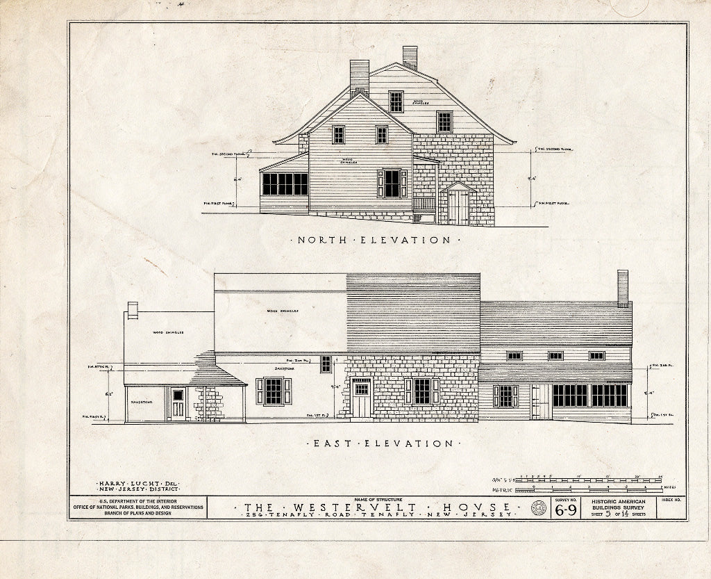 Historic Pictoric : Blueprint HABS NJ,2-TENF,1- (Sheet 5 of 14) - Westervelt House, 256 Tenafly Road, Tenafly, Bergen County, NJ