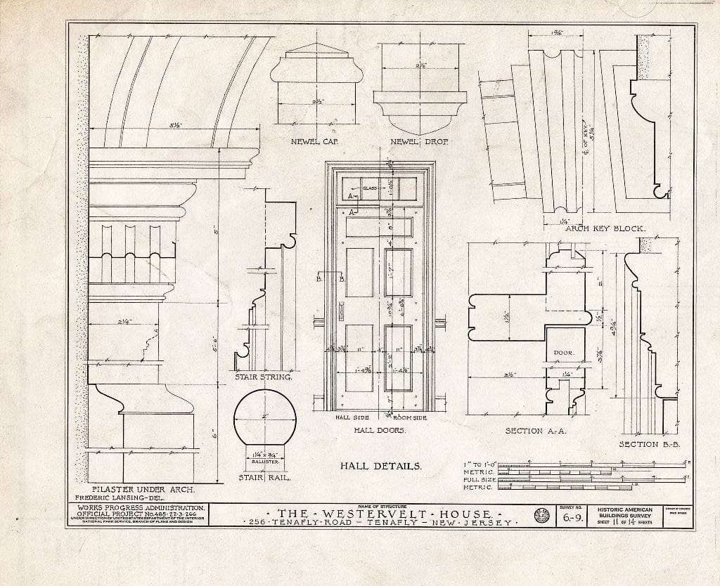 Historic Pictoric : Blueprint HABS NJ,2-TENF,1- (Sheet 11 of 14) - Westervelt House, 256 Tenafly Road, Tenafly, Bergen County, NJ
