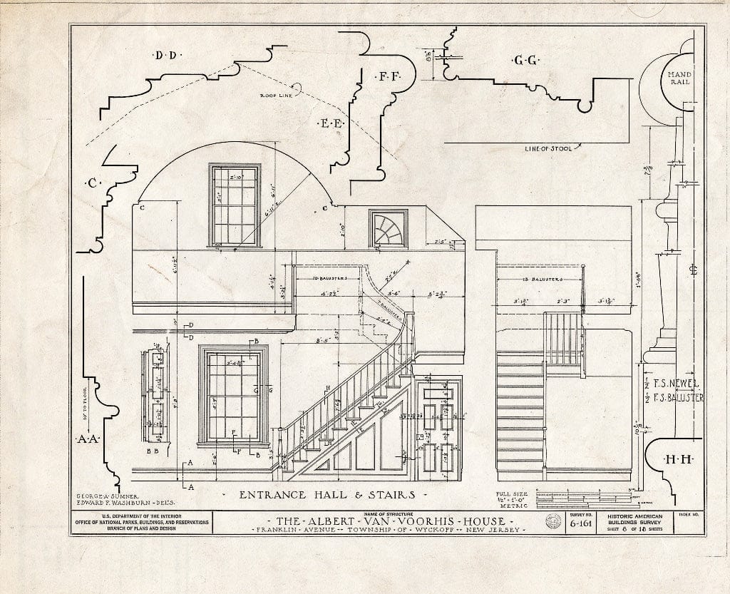 Historic Pictoric : Blueprint HABS NJ,2-WYCK,1- (Sheet 8 of 18) - Albert Van Voorhis House, Maple & Franklin Avenues, Wyckoff, Bergen County, NJ