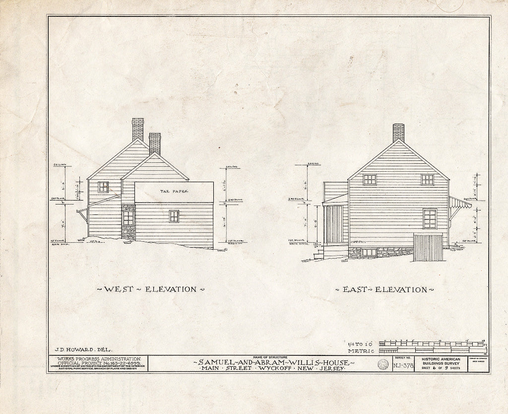 Historic Pictoric : Blueprint HABS NJ,2-WYCK,3- (Sheet 6 of 9) - Samuel & Abram Willis House, Main Street, Wyckoff, Bergen County, NJ