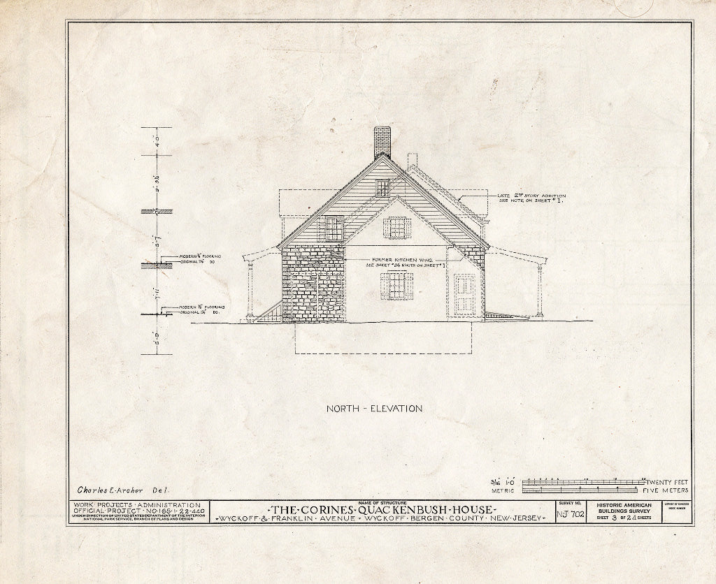 Historic Pictoric : Blueprint HABS NJ,2-WYCK,5- (Sheet 3 of 24) - Corines Quackenbush House, Wyckoff & Franklin Avenues, Wyckoff, Bergen County, NJ