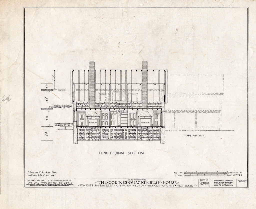 Historic Pictoric : Blueprint HABS NJ,2-WYCK,5- (Sheet 6 of 24) - Corines Quackenbush House, Wyckoff & Franklin Avenues, Wyckoff, Bergen County, NJ