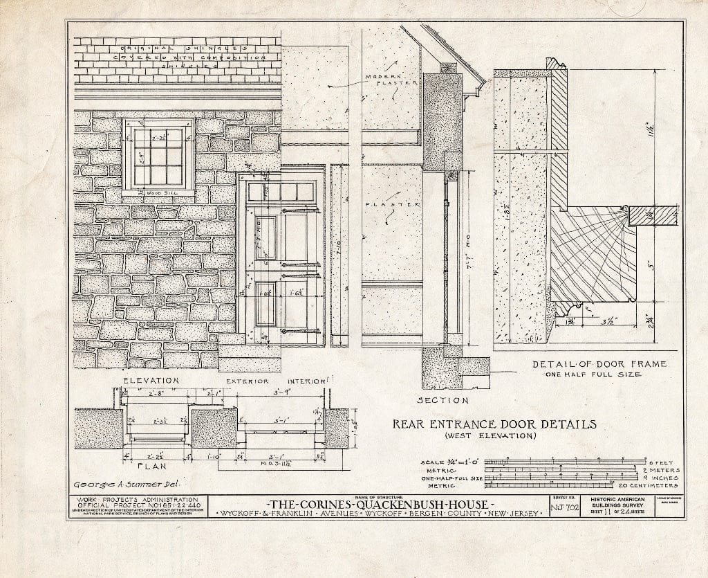 Historic Pictoric : Blueprint HABS NJ,2-WYCK,5- (Sheet 11 of 24) - Corines Quackenbush House, Wyckoff & Franklin Avenues, Wyckoff, Bergen County, NJ