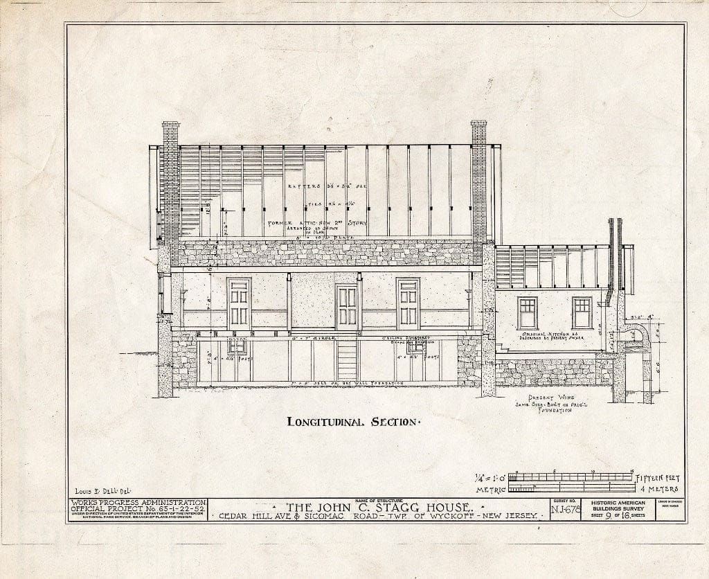 Historic Pictoric : Blueprint HABS NJ,2-WYCK.V,2- (Sheet 9 of 16) - John C. Stagg House, Sicomac Road & Cedar Hill Avenue, Wyckoff, Bergen County, NJ