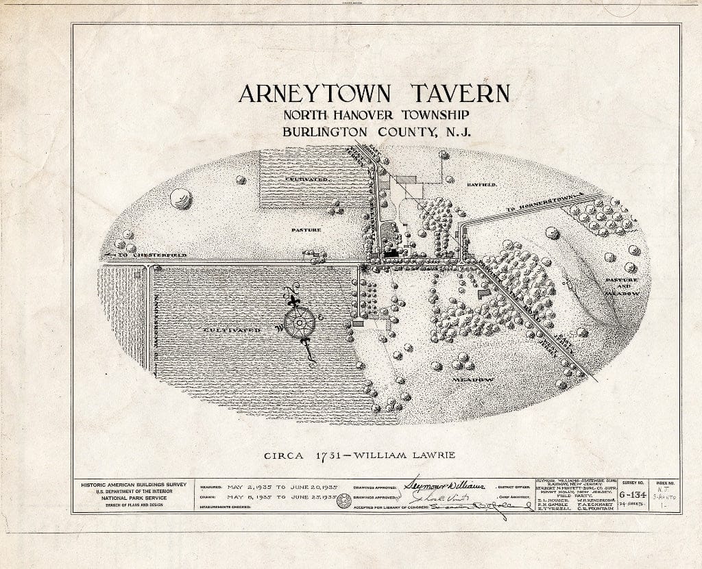 Historic Pictoric : Blueprint HABS NJ,3-ARNTO,1- (Sheet 0 of 24) - Lawrie House, Arneytown, Monmouth County, NJ