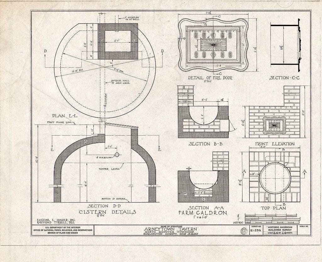 Historic Pictoric : Blueprint HABS NJ,3-ARNTO,1- (Sheet 24 of 24) - Lawrie House, Arneytown, Monmouth County, NJ