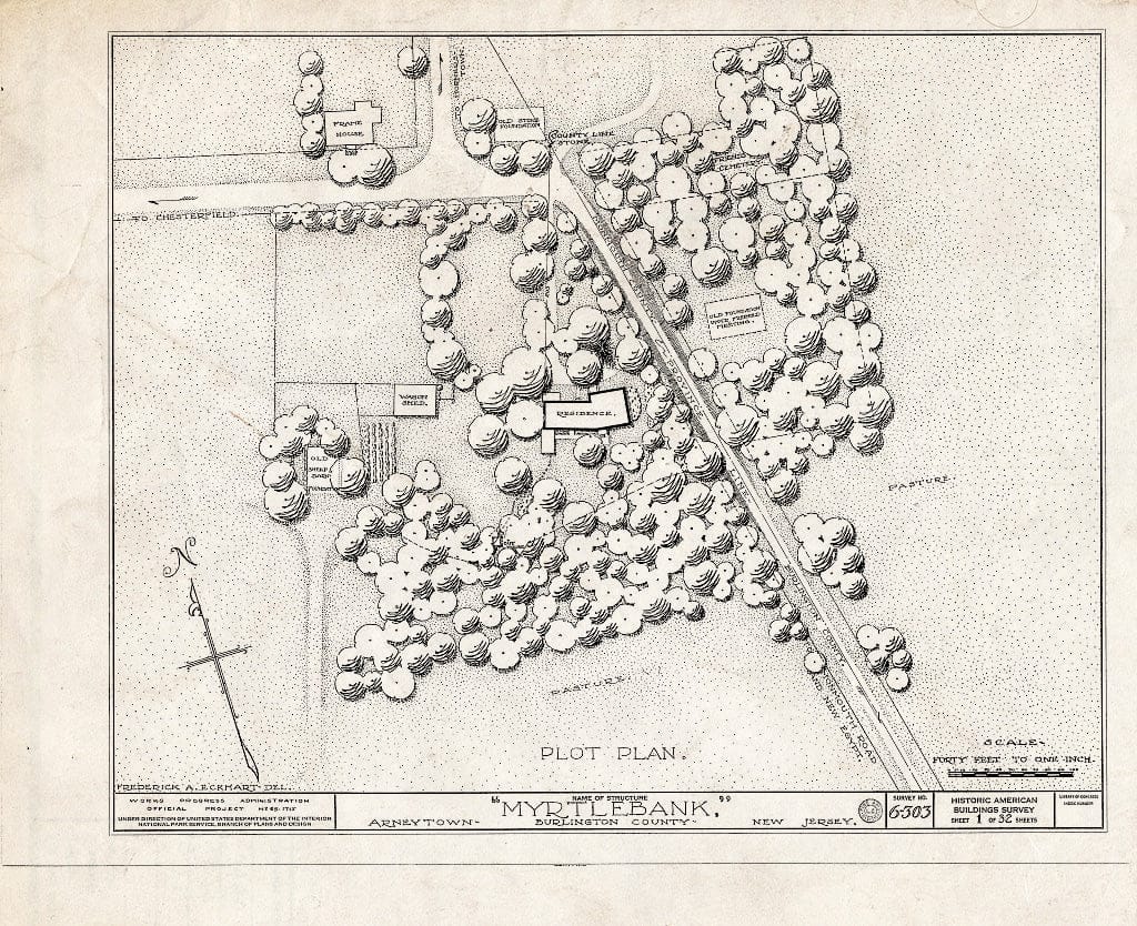 Historic Pictoric : Blueprint HABS NJ,3-ARNTO,2- (Sheet 1 of 32) - Emley-Wilde House, Arneytown, Monmouth County, NJ