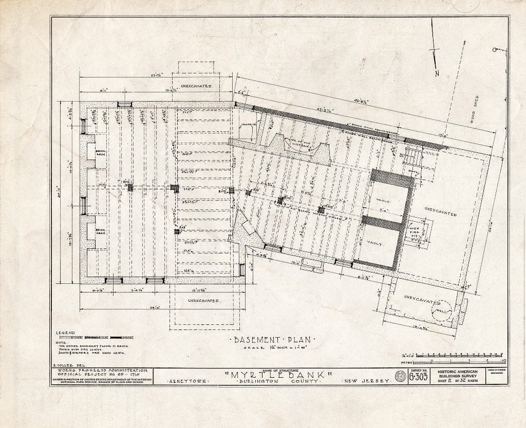 Historic Pictoric : Blueprint HABS NJ,3-ARNTO,2- (Sheet 2 of 32) - Emley-Wilde House, Arneytown, Monmouth County, NJ