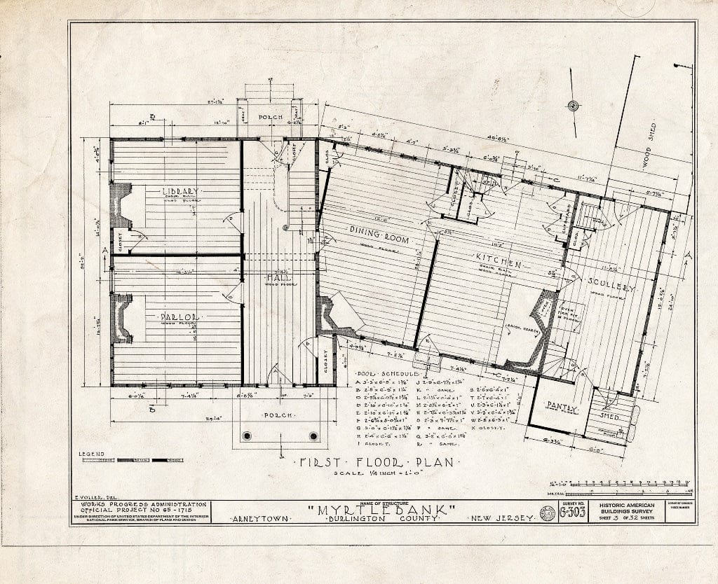 Historic Pictoric : Blueprint HABS NJ,3-ARNTO,2- (Sheet 3 of 32) - Emley-Wilde House, Arneytown, Monmouth County, NJ