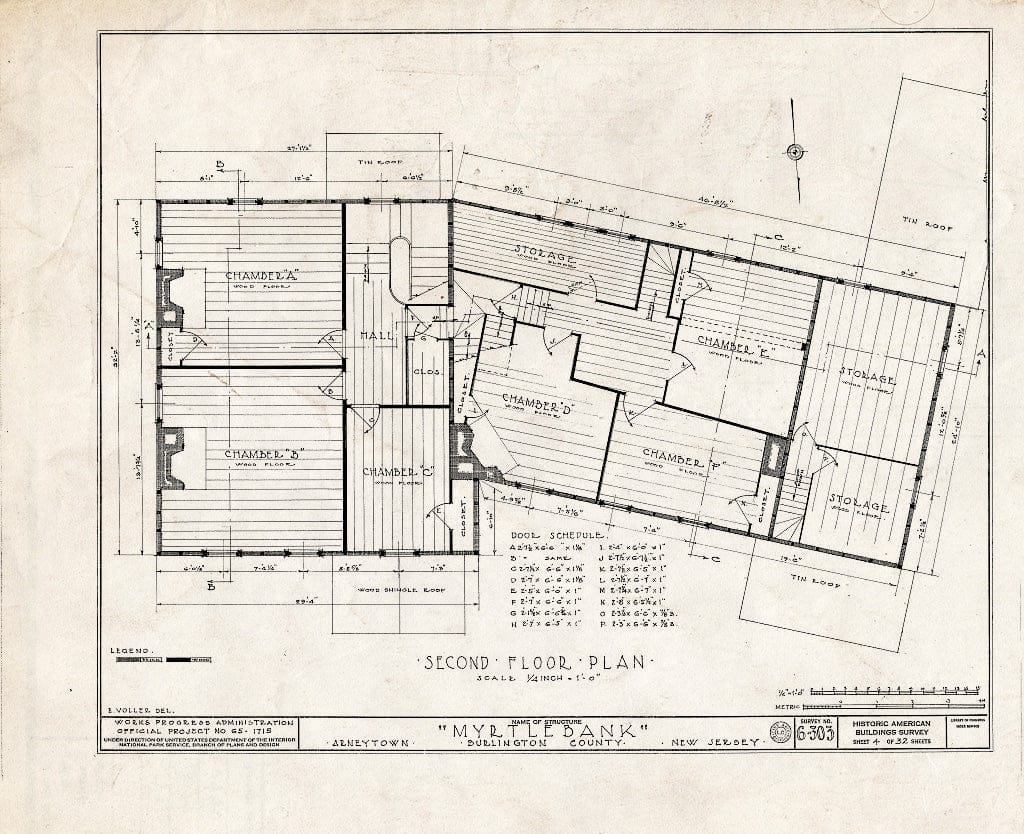 Historic Pictoric : Blueprint HABS NJ,3-ARNTO,2- (Sheet 4 of 32) - Emley-Wilde House, Arneytown, Monmouth County, NJ