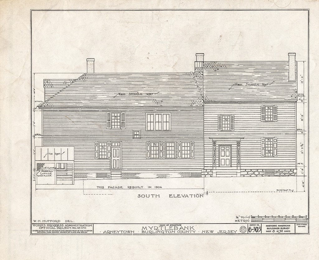 Historic Pictoric : Blueprint HABS NJ,3-ARNTO,2- (Sheet 8 of 32) - Emley-Wilde House, Arneytown, Monmouth County, NJ