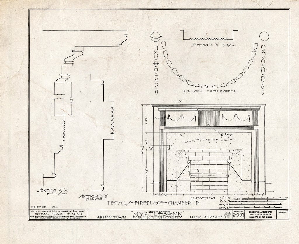Historic Pictoric : Blueprint HABS NJ,3-ARNTO,2- (Sheet 29 of 32) - Emley-Wilde House, Arneytown, Monmouth County, NJ
