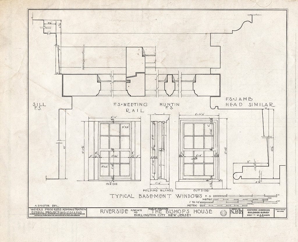 Historic Pictoric : Blueprint HABS NJ,3-BURL,3- (Sheet 11 of 44) - Riverside, West Delaware Street, Burlington, Burlington County, NJ