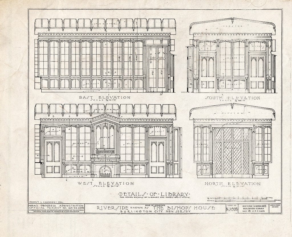 Historic Pictoric : Blueprint HABS NJ,3-BURL,3- (Sheet 18 of 44) - Riverside, West Delaware Street, Burlington, Burlington County, NJ