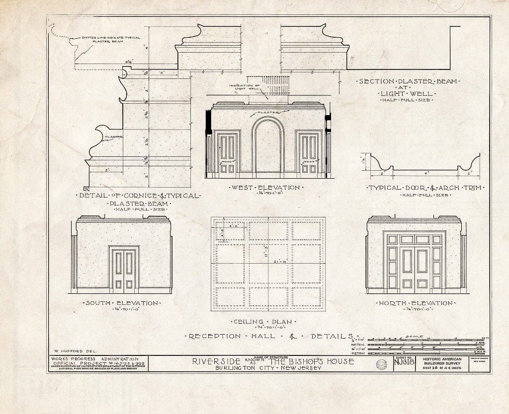 Historic Pictoric : Blueprint HABS NJ,3-BURL,3- (Sheet 28 of 44) - Riverside, West Delaware Street, Burlington, Burlington County, NJ