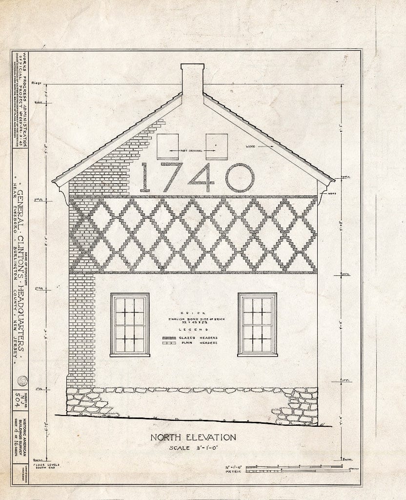 Historic Pictoric : Blueprint HABS NJ,3-EVBO.V,1- (Sheet 4 of 16) - General Clinton Headquarters, Evesboro Road, Evesboro, Burlington County, NJ