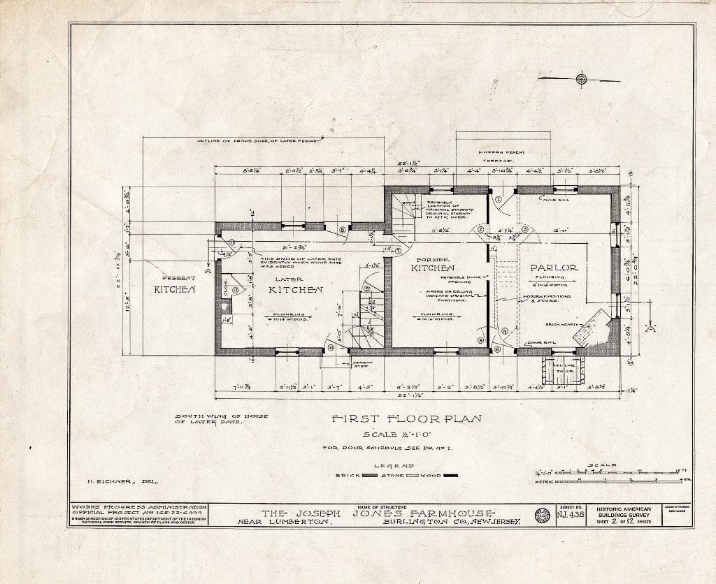 Historic Pictoric : Blueprint HABS NJ,3-LUMTO.V,3- (Sheet 2 of 12) - Haines-Budd House, Lumberton, Burlington County, NJ