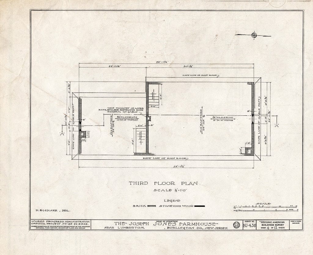 Historic Pictoric : Blueprint HABS NJ,3-LUMTO.V,3- (Sheet 4 of 12) - Haines-Budd House, Lumberton, Burlington County, NJ