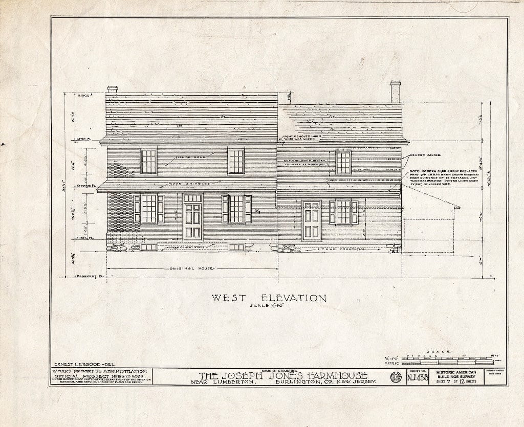 Historic Pictoric : Blueprint HABS NJ,3-LUMTO.V,3- (Sheet 7 of 12) - Haines-Budd House, Lumberton, Burlington County, NJ
