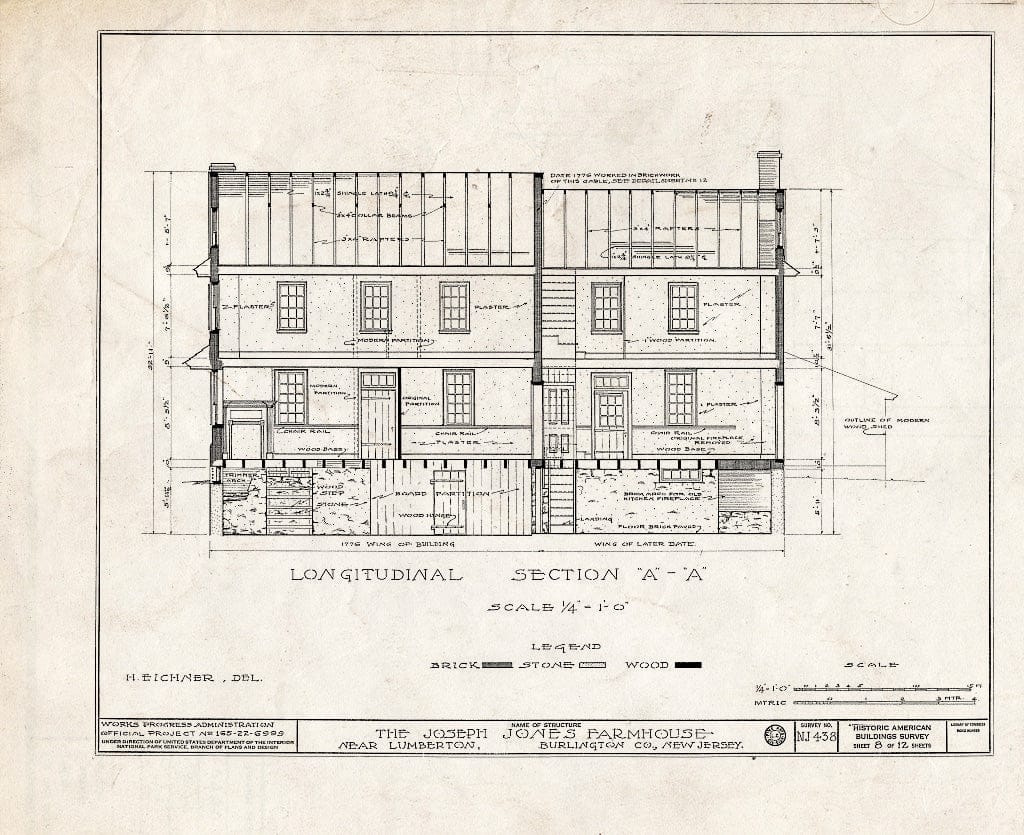 Historic Pictoric : Blueprint HABS NJ,3-LUMTO.V,3- (Sheet 8 of 12) - Haines-Budd House, Lumberton, Burlington County, NJ