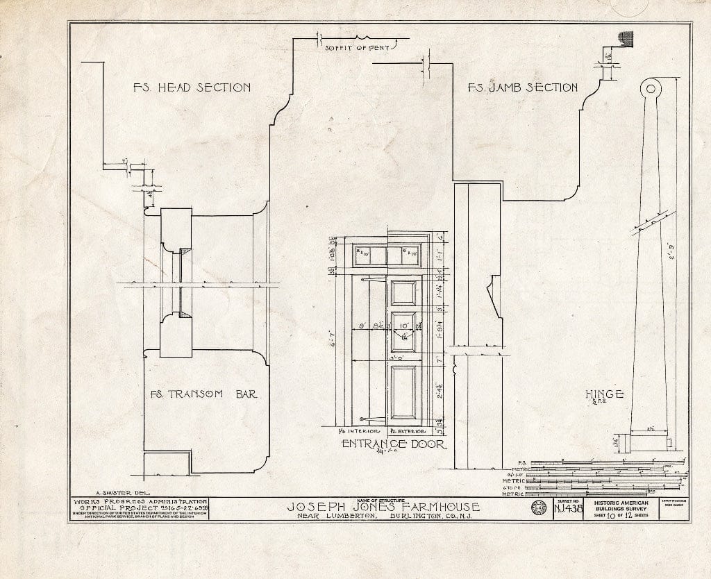 Historic Pictoric : Blueprint HABS NJ,3-LUMTO.V,3- (Sheet 10 of 12) - Haines-Budd House, Lumberton, Burlington County, NJ