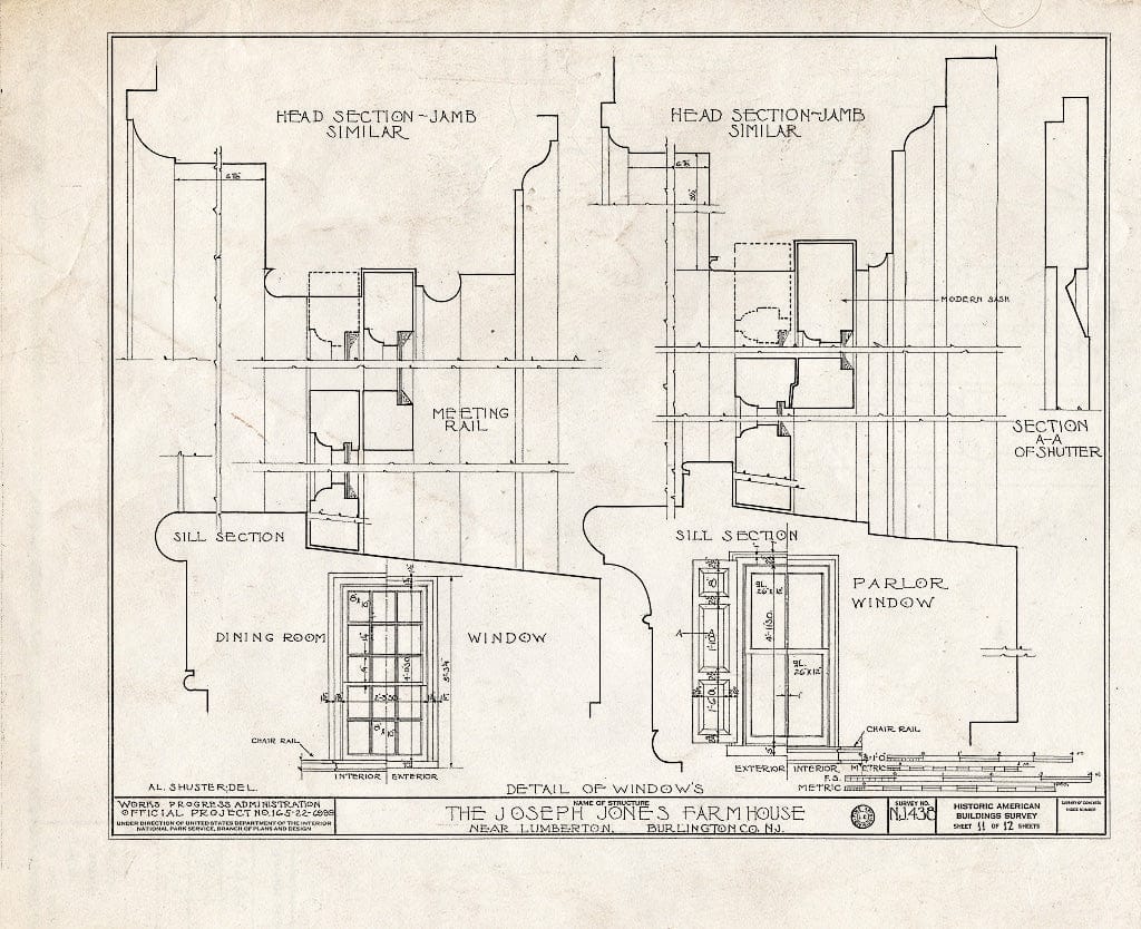 Historic Pictoric : Blueprint HABS NJ,3-LUMTO.V,3- (Sheet 11 of 12) - Haines-Budd House, Lumberton, Burlington County, NJ